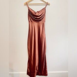 Revelry Strapless Satin Dress in Desert Rose